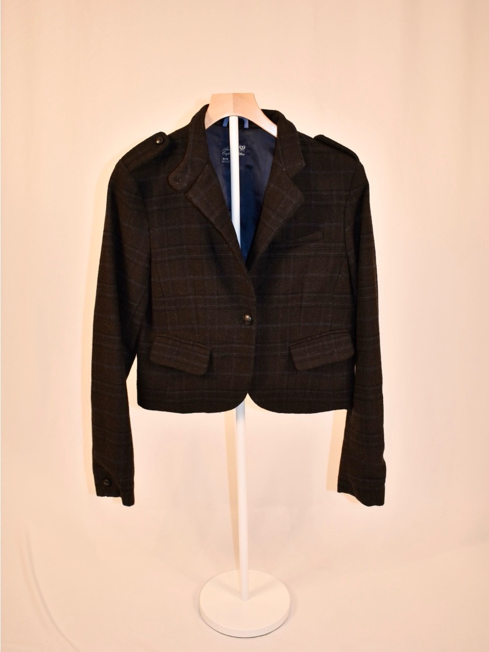 American Eagle Outfitters Plaid Cropped Blazer